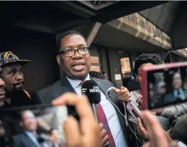  ?? Picture: Jacques Nelles ?? TAKING ACTION. Gauteng education MEC Panyaza Lesufi is seen outside the Pretoria Magistrate’s Court where the teacher accused of sexually assaulting 24 pupils at Valhalla Primary School was granted R8 000 bail yesterday.