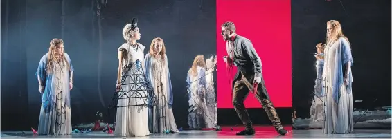  ??  ?? Megan Latham, left, Sharleen Joynt, Charlotte Burrage, Kevin Myers and Betty Waynne Allison in The Magic Flute at the Royal Theatre.