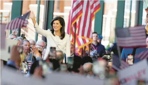  ?? MEG KINNARD /AP ?? Nikki Haley, the former South Carolina governor and United Nations ambassador, announced Tuesday she is seeking the GOP nomination for president in 2024.