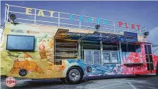  ?? Courtesy Cruising Kitchens ?? The mobile resource center — a former school bus — for Stephen and Ayesha Curry’s foundation, Eat. Learn. Play.