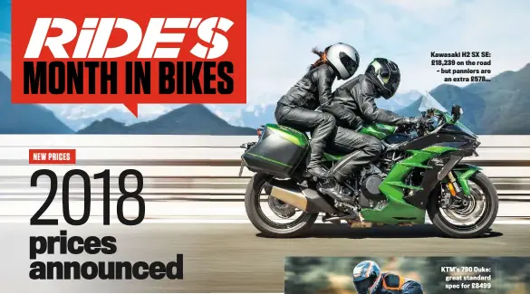  ??  ?? Kawasaki H2 SX SE: £18,239 on the road – but panniers are an extra £578…