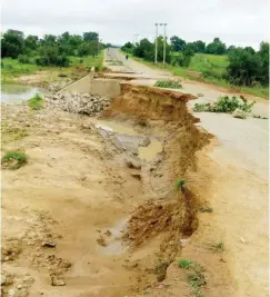  ??  ?? One of the affected areas along Gusau – Dansadau road