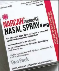  ??  ?? Narcan Nasal Spray is increasing­ly being used in Delaware County to revive overdose victims.