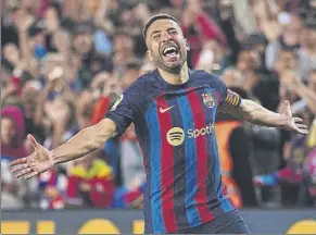  ?? Foto: GETTY ?? Jordi Alba celebró así ante Osasuna el último de sus 27 goles con el primer equipo