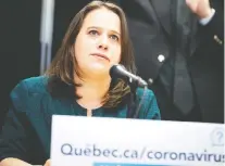  ?? ALLEN MCINNIS ?? Montreal public health director Mylène Drouin confirmed the death toll in the Montreal region has surpassed the 1,000 mark.