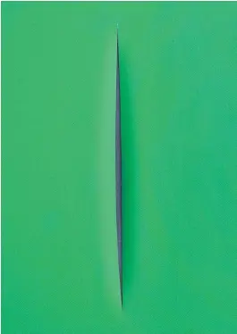  ??  ?? Lucio Fontana schrieb mit der Serie „Concetto Spaziale“Kunstgesch­ichte.