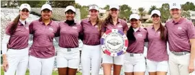  ?? ?? The Mississipp­i State women’s golf team celebrates its win in Las Vegas. (Photo by MSU Athletics, for Starkville Daily News)