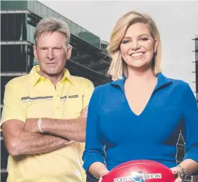  ??  ?? INNUENDO: Sam Newman’s banter with Footy Show co-host Rebecca Maddern has drawn criticism from anti-violence crusaders.