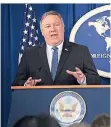  ?? FOTO: DPA ?? Außenminis­ter Mike Pompeo will den Druck auf den Iran erhöhen.