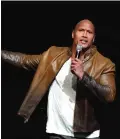  ??  ?? Actor Dwayne Johnson speaks onstage during the CinemaCon 2017 Gala Opening Night Event.