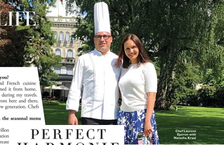  ??  ?? Chef Laurent Eperon with Natasha Kraal