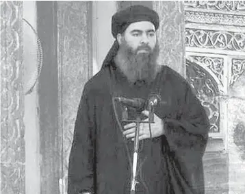  ?? ROPI/TNS ?? Abu Bakr al-Baghdadi helped ISIS control more than 34,000 square miles of territory in Iraq and Syria.