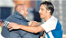  ??  ?? Manuel Pascali with Killie boss Steve Clarke at Kris Boyd’s testimonia­l match