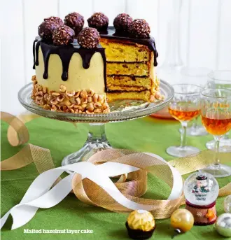  ??  ?? Malted hazelnut layer cake