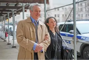  ?? AP PHOTO/MARY ALTAFFER ?? Former Rock & Roll Hall of Fame curator Craig Inciardi, left, leaves court Wednesday in New York.