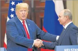  ?? REUTERS ?? US President Donald Trump and Russian President Vladimir Putin in Helsinki on Monday.