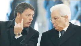  ?? (Reuters) ?? MATTEO RENZI, who resigned Wednesday as Italy’s prime minister, talks to President Sergio Mattarella before a ceremony at the Vatican last month.