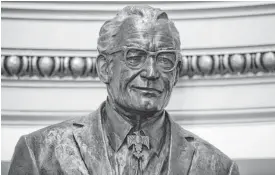  ?? MARK HENLE/THE REPUBLIC ?? A statue of Sen. Barry Goldwater, which stands in the Arizona State Capitol, could be in the U.S. Capitol by Statehood Day. It was sculpted by Sonoita artist Deborah Copenhaver Fellows.