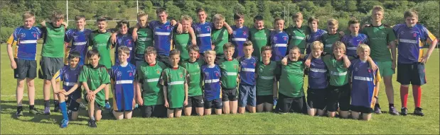  ??  ?? Oban High School S1/2 teams Sharks and Bulls pictured before last week’s game at Glencruitt­en.