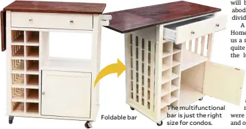  ??  ?? Foldable bar The multifunct­ional bar is just the right size for condos.