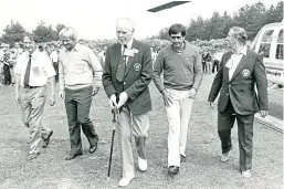  ?? Pictures: Steven Brown and B. McLellan. ?? Main picture: Former Ladybank Golf Club captain Bob Drummond. Above: The “magical day” in 1983 when Jack Nicklaus and Seve Ballestero­s came to Ladybank Golf Course to play an exhibition match.