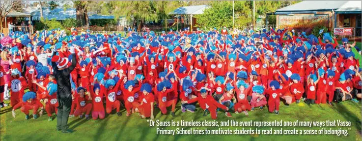  ??  ?? Vasse Primary School principal Sinan Kerimofski plus 890 school students and community members break a Guinness World Record.