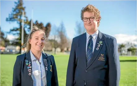  ?? PHOTO: RICKY WILSON/STUFF ?? Morgan Gurr, Marlboroug­h Girls’ College prefect Marlboroug­h Girls’ College prefect Morgan Gurr and Marlboroug­h Boys’ College student Henry Thompson say the future of education means flexible classrooms full of technology.