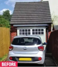  ??  ?? The tiny garage at couple’s Leicesters­hire home Garage door (on floor) used to hide conversion