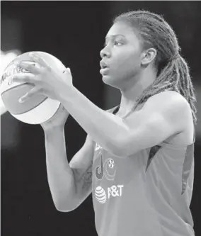  ?? JOHN LOCHER/AP ?? Myisha Hines-Allen, like many of her Mystics teammates, will be heading overseas to play basketball after winning a WNBA title.