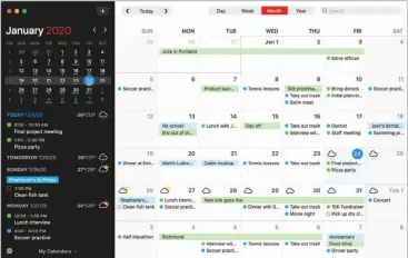  ??  ?? Apple’s built-in Calendar app can’t hold a candle to Fantastica­l 3 for macos, but you’ll need a premium subscripti­on to see the big picture, like the full-screen Month view.
