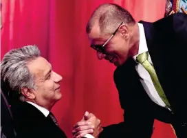  ?? FOTO ?? Lenín Moreno, presidente de Ecuador (izquierda) y su exvicepres­idente Jorge Glas (derecha) en la posesión de mayo.