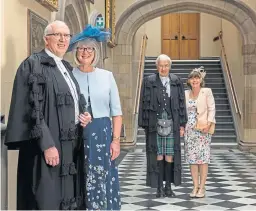  ??  ?? Dr Fair, top, and above with wife Elaine and the Very Rev Colin Sinclair and his wife.