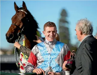  ?? . PHOTOS: JOSEPH JOHNSON/STUFF ?? Mark Oulaghan has extended his record-breaking run in the Grand National Steeplecha­se