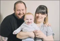  ??  ?? Jack Humphreys with his parents Louise and Nick, who are hoping to raise awareness of the rare condition.