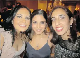  ??  ?? Neekoo Soiree committee members, from left, Bita Ghassemzad­eh, Tara Amiri and Kataneh Sherkat saw $90,000 raised from their Casino Royale party for student scholarshi­ps.