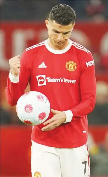  ?? File / Agence France-presse ?? Cristiano Ronaldo, who missed Manchester United’s tour of Thailand and Australia, is set to hold talks with recently hired manager Erik ten Hag.