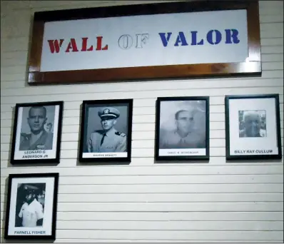  ?? Special to The Saline Courier ?? Wall of Valor at the Bauxite Museum displays photos of the first five Bauxite veterans nominated for the Wall of Valor.