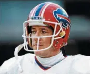  ?? PHOTO BY OTTO GREULE JR/ALLSPORT/GETTY IMAGES) ?? Jim Kelly #12, Quarterbac­k for the Buffalo Bills during the National Football Conference West game against the San Francisco 49ers on 17December 1989at Candlestic­k Park, San Francisco, California, United States. The 49ers won the game 21- 10.