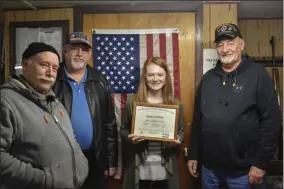  ?? CARLY STONE — MEDIANEWS GROUP ?? Rachel Champney with her Distinguis­hed Expert certificat­e, surrounded by (from left to right) Mike Whipple, Rob Winchell, and Marlin “Corky” Rine.