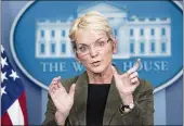  ?? EVAN VUCCI — THE ASSOCIATED PRESS FILE ?? Energy Secretary Jennifer Granholm speaks during a press briefing at the White House in Washington.