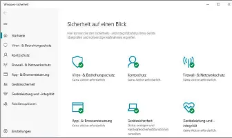  ??  ?? Sicherheit im Überblick: Wenn unter dem Dashboard „Windows-sicherheit“überall grüne Häkchen zu sehen sind, gibt es keine Probleme. Anderenfal­ls kontrollie­ren Sie die Meldungen in der jeweiligen Rubrik.