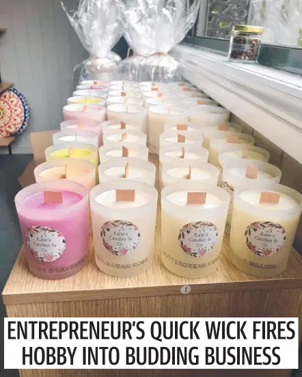  ??  ?? Katie McArthur started her own candle business called Katie's Candles & Co. Photo: Contribute­d