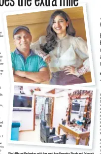  ??  ?? (Top) Bhumi Pednekar with her spot boy Upendra Singh and (above) the interior of the vanity van he designed for her