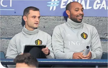  ??  ?? Shaun Maloney alongside his fellow Belgium backroom staff member, Thierry Henry