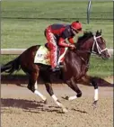  ?? GARRY JONES, THE ASSOCIATED PRESS ?? Classic Empire, ridden by exercise rider Martin Rivera, has recovered from a tough run at the Kentucky Derby.