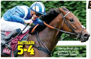  ?? GETTY ?? One to beat: Jim Crowley is on Battaash today