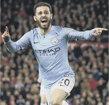  ?? PICTURE: JON SUPER/AP ?? 0 An ecstatic Bernardo Silva celebrates opening the scoring at Old Trafford.