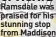  ?? ?? Ramsdale was praised for his stunning stop from Maddison