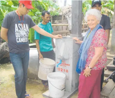  ??  ?? Betty Jenkins, 80, volunteeri­ng in Cambodia. Last year she went there three times; another trip is planned in October.