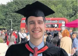  ??  ?? Dylan Allcock on his graduation day in Colchester